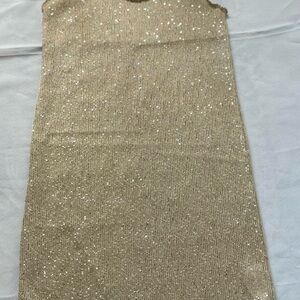 Zara Metallic Gold Sequin Sweater